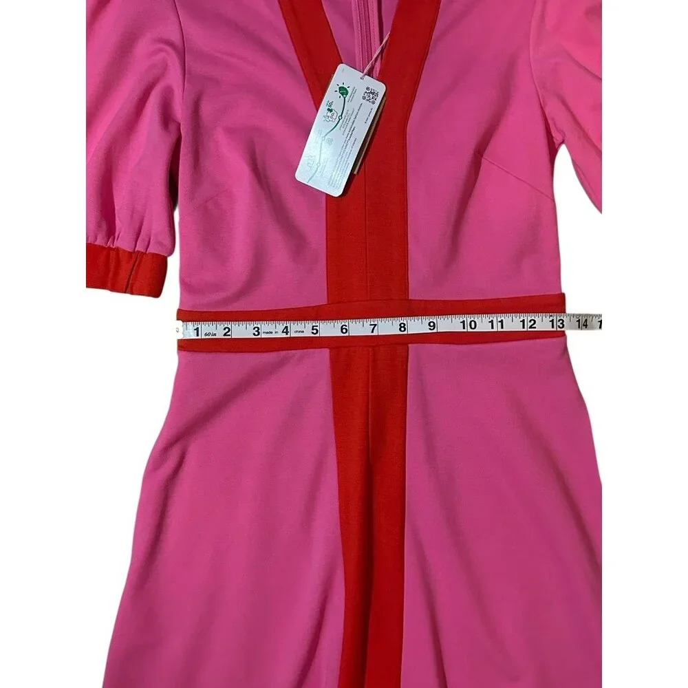 BODEN Petra Ponte Dress Sangria Sunset Color Block Sz 2 NEW Pink Midi - Picture 7 of 10